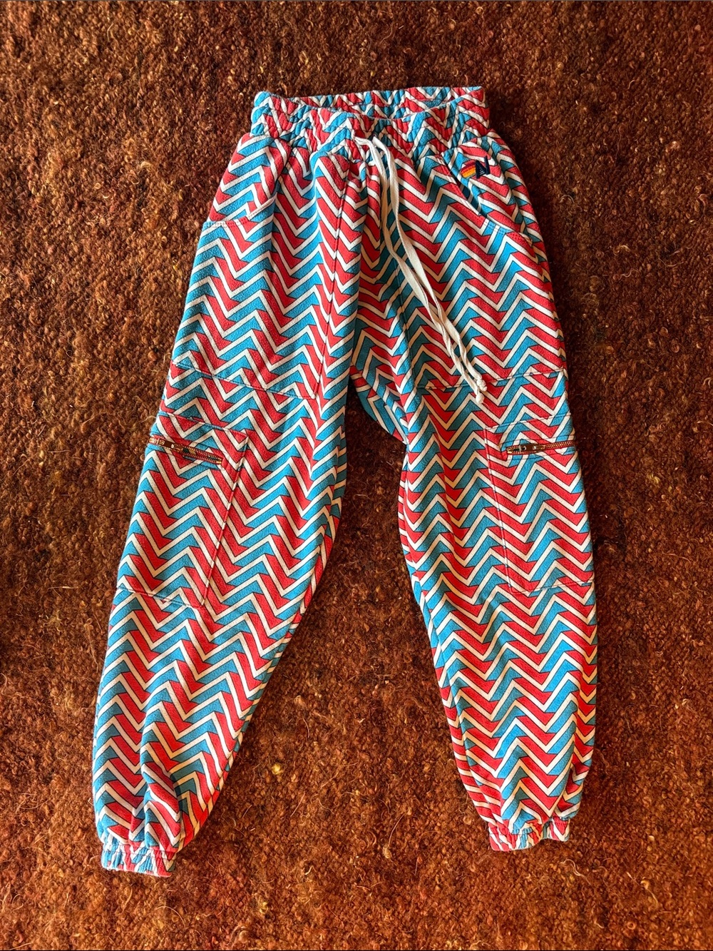 Aviator Nation Chevron Joggers - Red & Teal